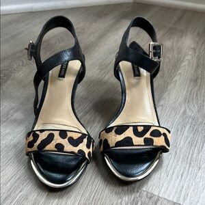 Alex Marie Black and Leopard Print Heels